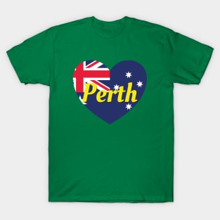 Perth Australia Australian Flag Heart T-Shirt